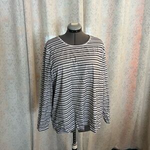 L.L. Bean Black and White Striped Swim Top